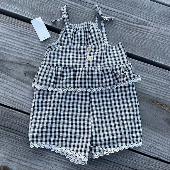 Jessica Simpson Black White Check Checkerboard Ruffled Dress Romper 4T NWT New - Picture 3 of 7